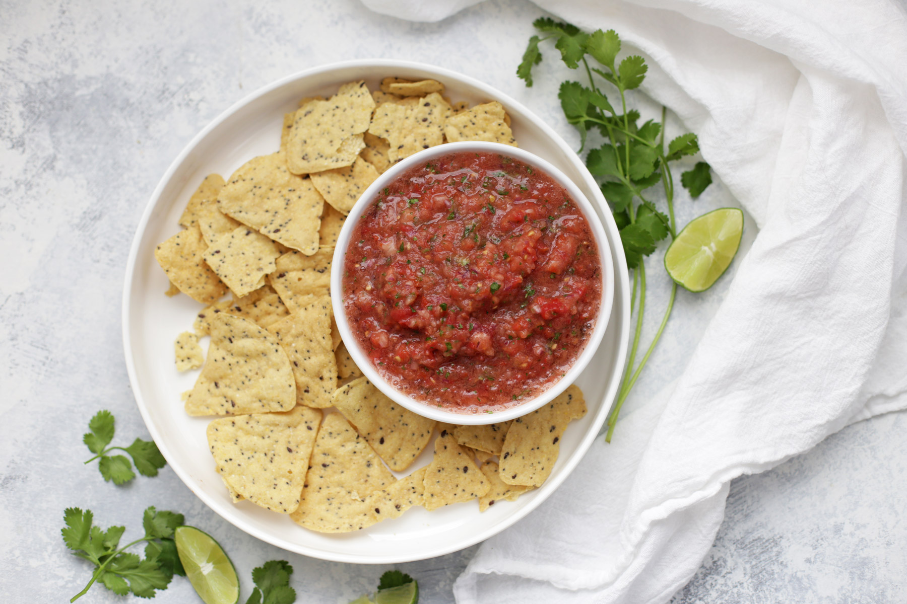 Fresh, bright salsa fresca. We LOVE fresh salsa! 