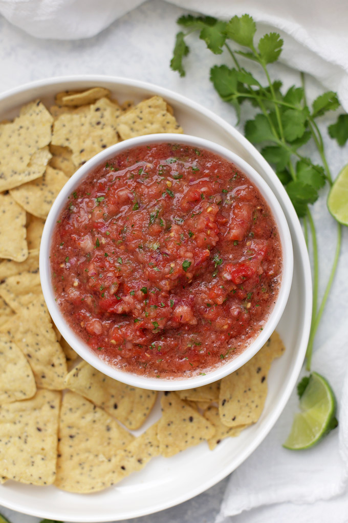 Our favorite fresh salsa - Fresh, delicious salsa! This version comes mild, but the post has several ideas for spicing it up! 