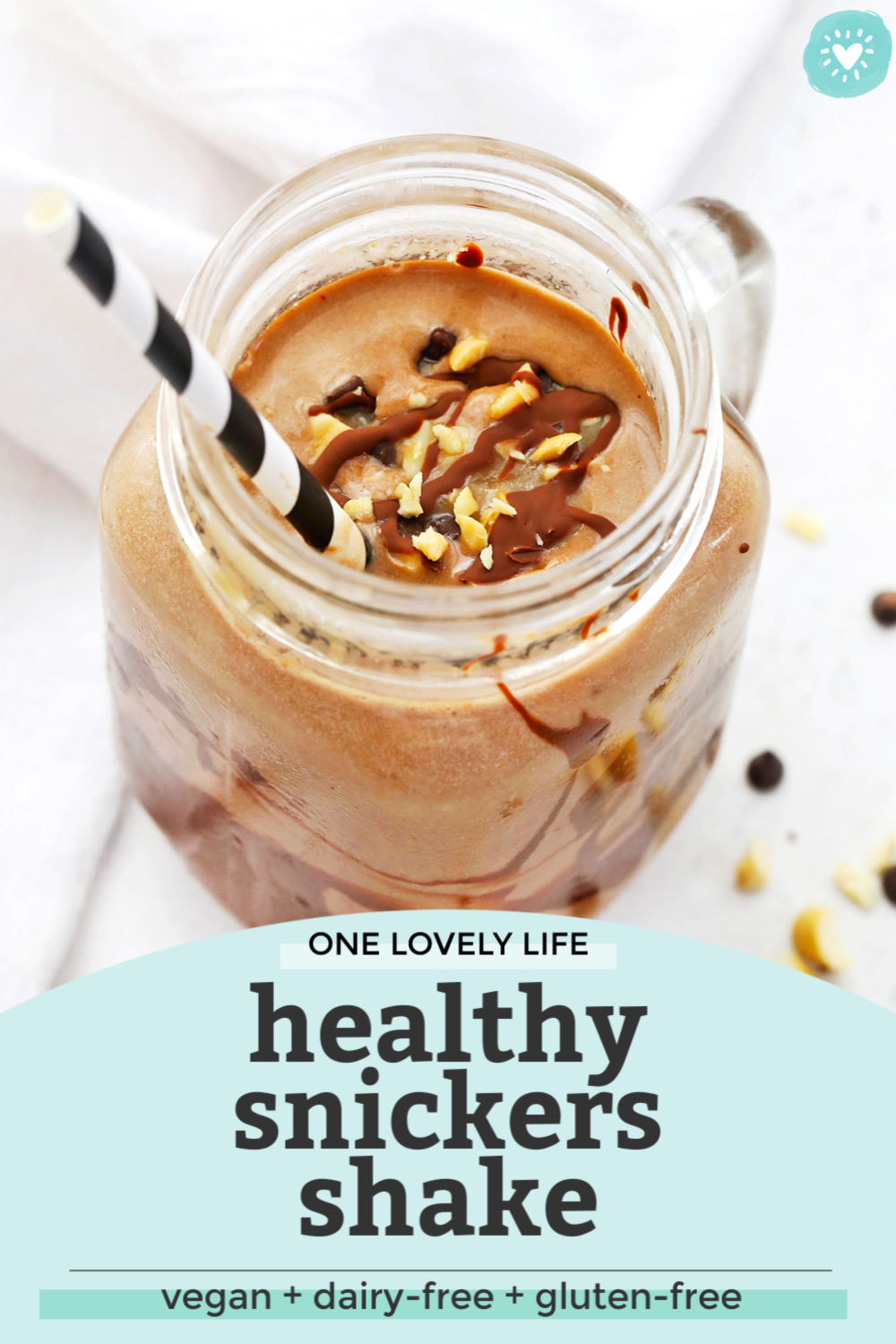 Healthy Snickers Shake from One Lovely Life