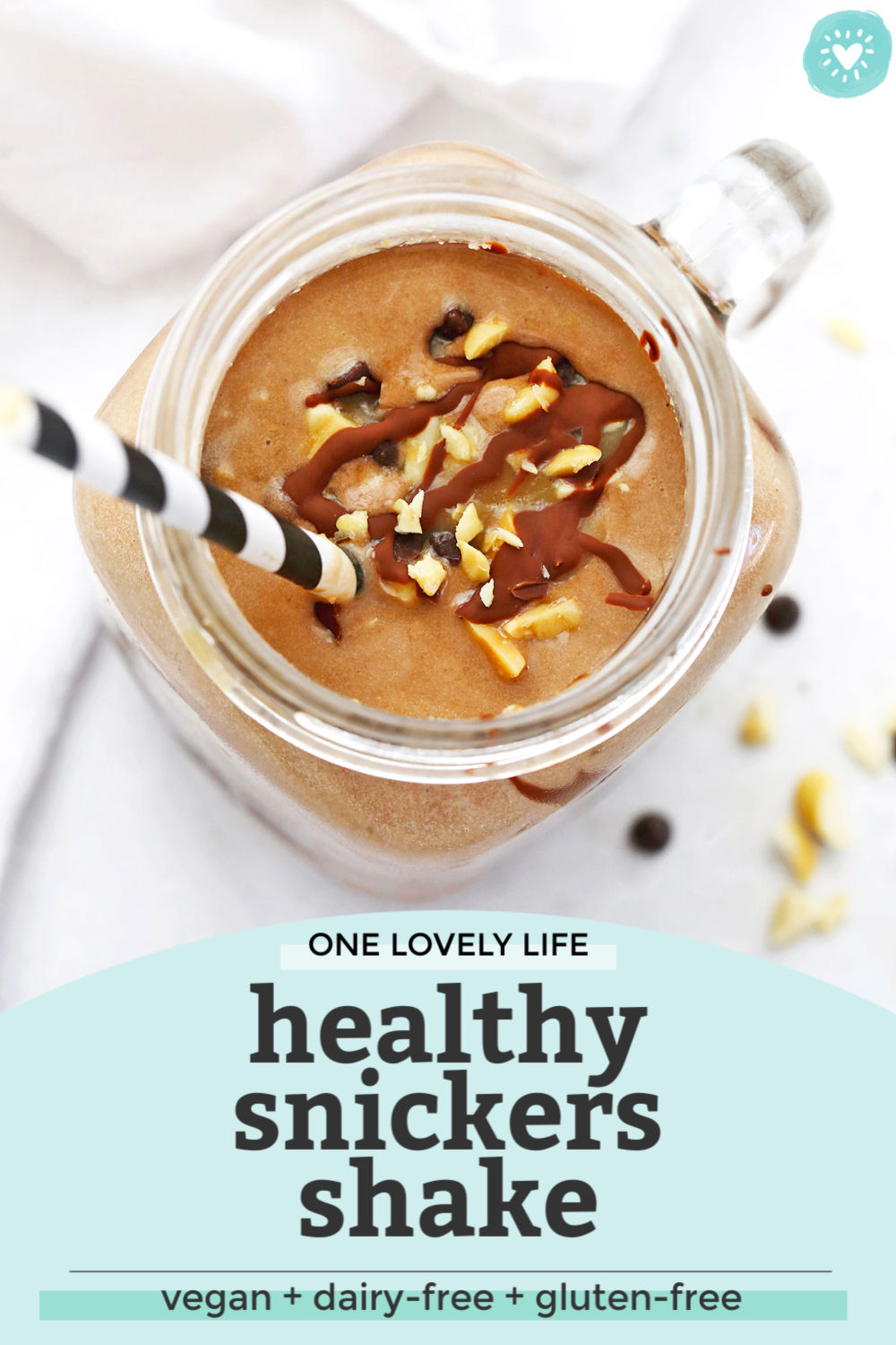 Healthy Snickers Shake from One Lovely Life