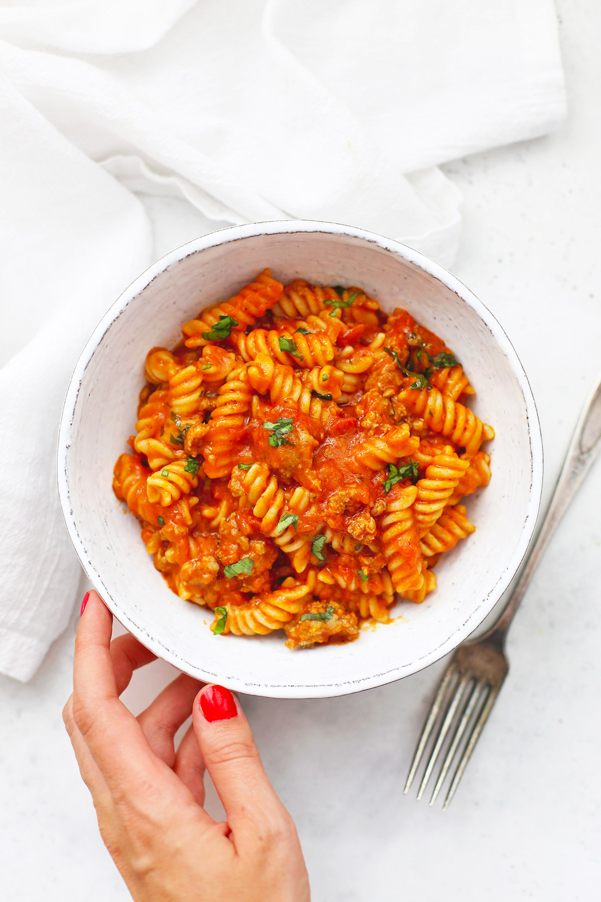 Instant Pot Gluten Free Pasta with Marinara Sauce and Sausage from One Lovely Life