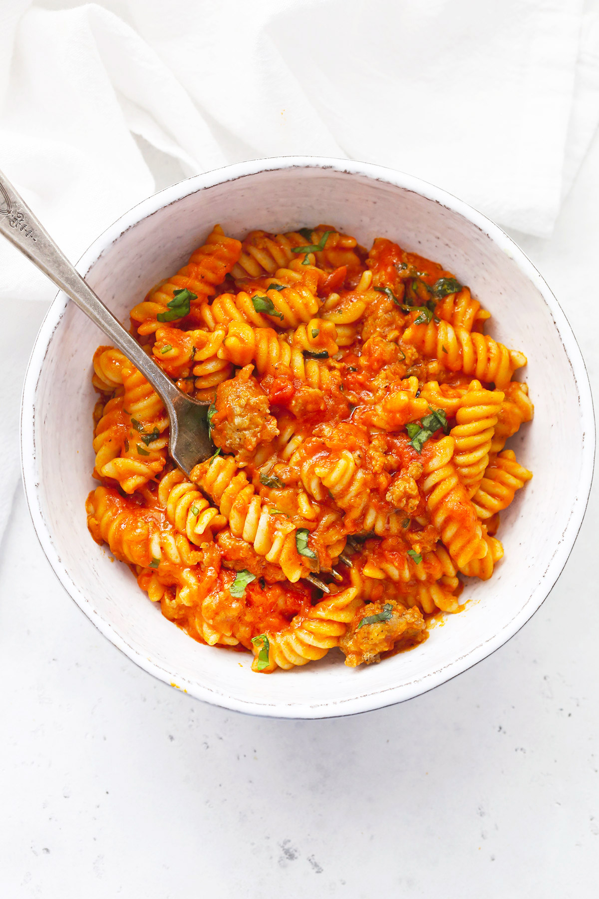 Instant Pot Gluten Free Pasta with Marinara Sauce and Sausage from One Lovely Life