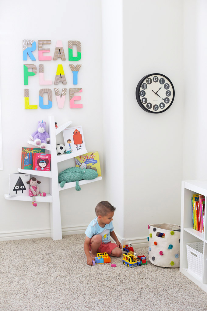 Neutral playroom - Love the pops of color in this one! 
