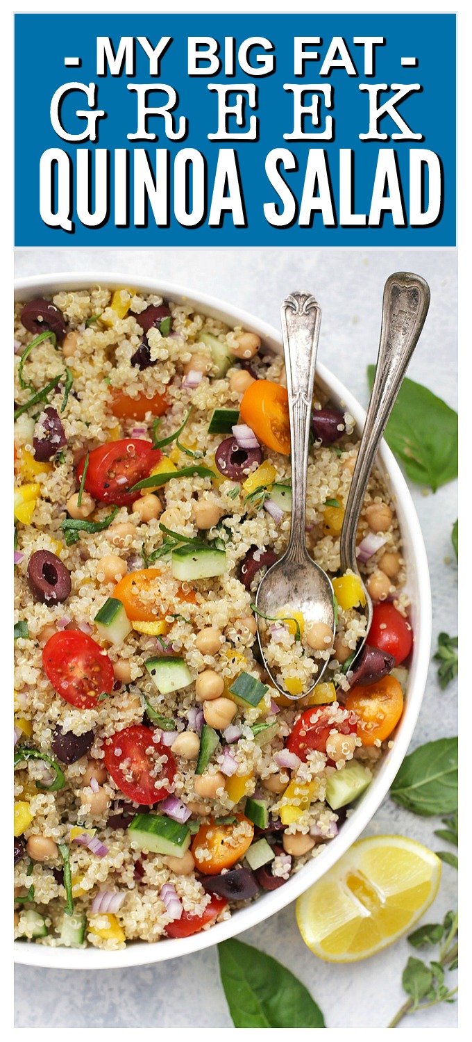 My Big Fat Greek Quinoa Salad - Loaded with bright colors and fresh flavors, this is the perfect gluten free, vegan meal! 