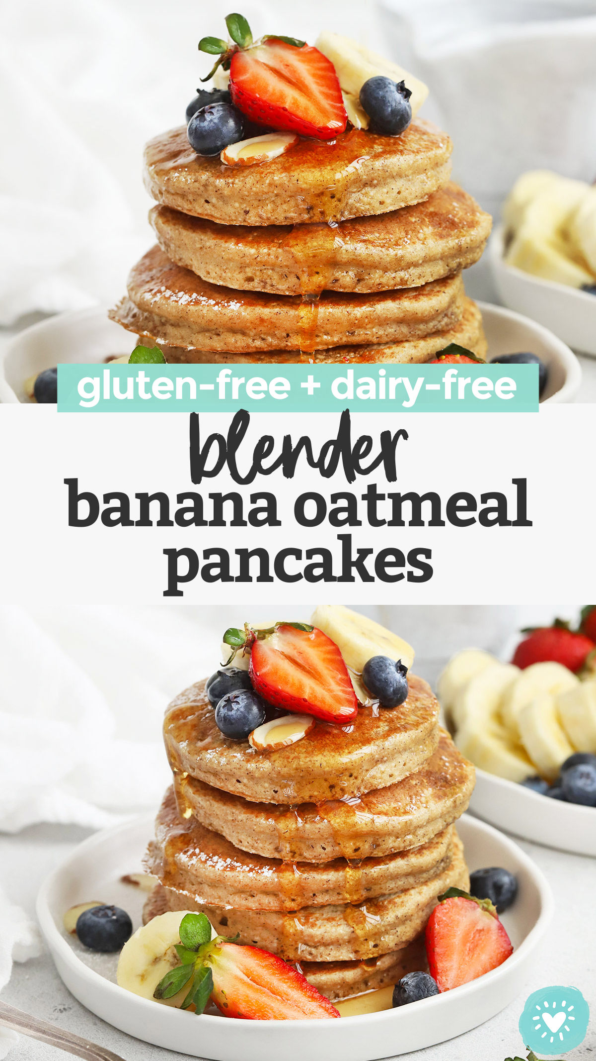 Blender Banana Oatmeal Pancakes - These healthy banana oatmeal pancakes are so easy! The perfect pancakes for weekdays or lazy weekends. (Gluten-free, dairy-free) // Healthy banana pancakes // banana oat pancakes // gluten-free banana pancakes #pancakes #glutenfree #healthybreakfast #banana #oatmeal