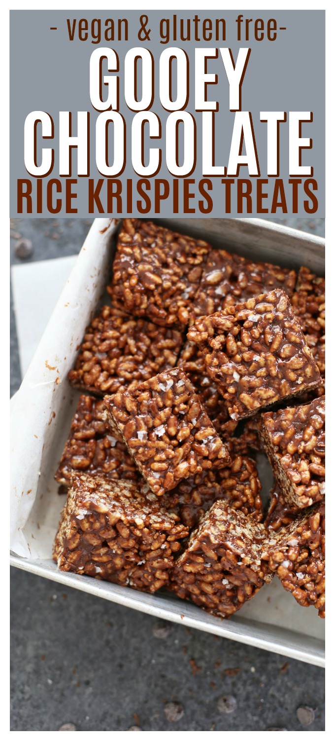 These Gooey Chocolate Rice Krispies Treats are SO GOOD! Made using pure maple syrup and brown rice syrup! (Gluten free, vegan)