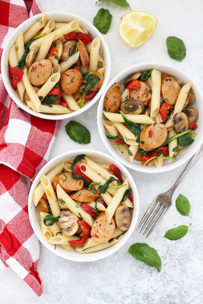 We love this Sausage Pepper Pasta - Such an easy gluten free (or not!) dinner! 