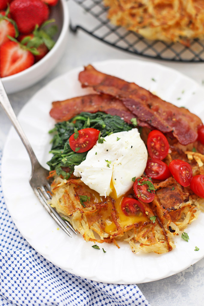 Crispy Waffle Hash Browns - We LOVE these on their own, but they're even better topped with all my breakfast favorites! 