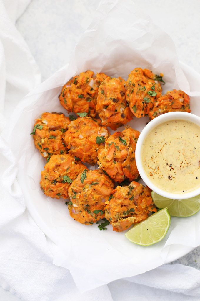 Chipotle Sweet Potato Salmon Cakes - I couldn't believe these are Whole30 approved! No fillers or empty ingredients in these paleo salmon cakes! They're all flavorful, healthy ingredients! 