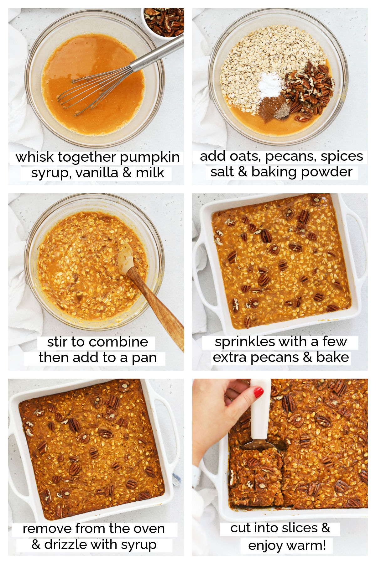 making pumpkin baked oatmeal, step by step