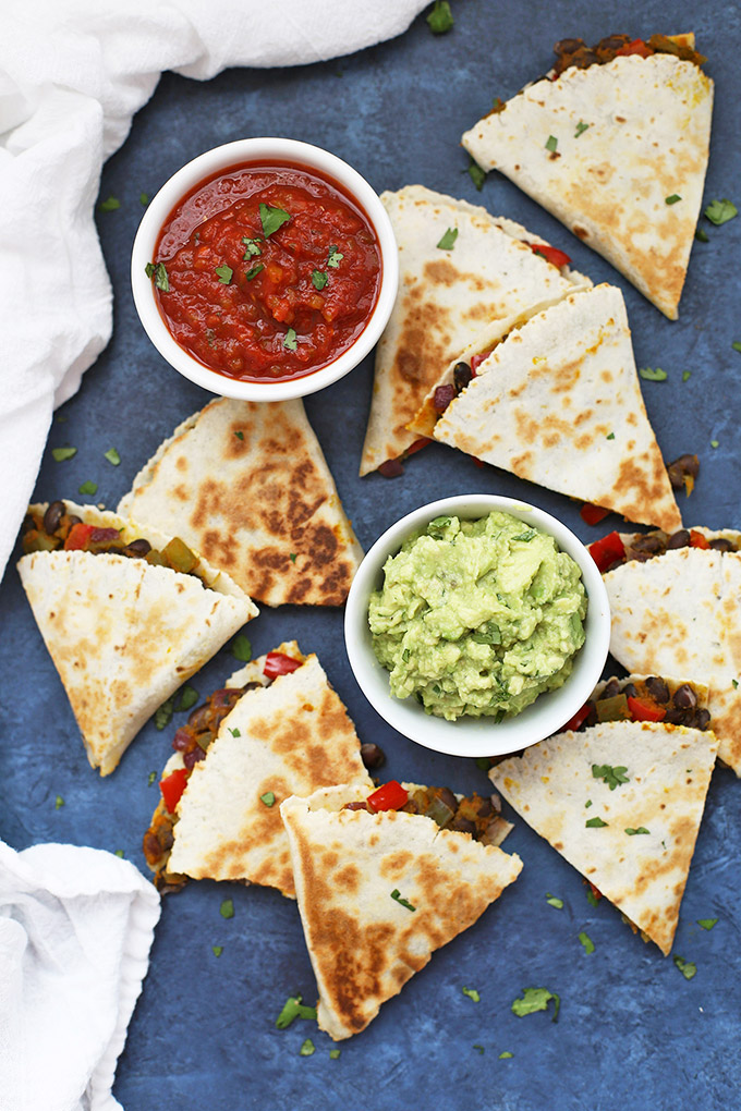 LOADED Vegan Quesadillas - These are stuffed with SO much goodness! Love them with guacamole and salsa. 