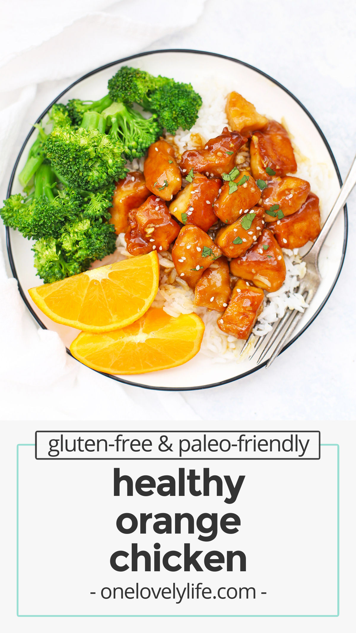 Healthy Orange Chicken (Gluten Free, Paleo Friendly) - Our whole family loves this homemade orange chicken. The chicken is crispy and the sauce is delicious! // Orange chicken recipe // paleo orange chicken // gluten free orange chicken // healthy dinner // takeout fake out // healthy orange chicken recipe // paleo dinner // healthy dinner // orange chicken sauce