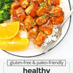 OVerhead view of healthy orange chicken from ONe Lovely Life