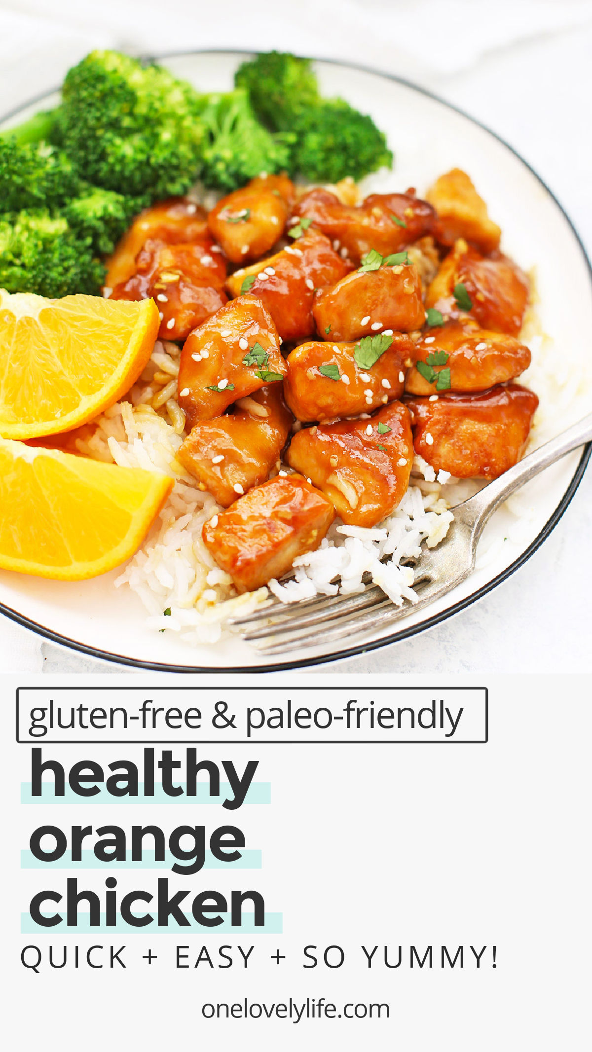 Healthy Orange Chicken (Gluten Free, Paleo Friendly) - Our whole family loves this homemade orange chicken. The chicken is crispy and the sauce is delicious! // Orange chicken recipe // paleo orange chicken // gluten free orange chicken // healthy dinner // takeout fake out // healthy orange chicken recipe // paleo dinner // healthy dinner // orange chicken sauce