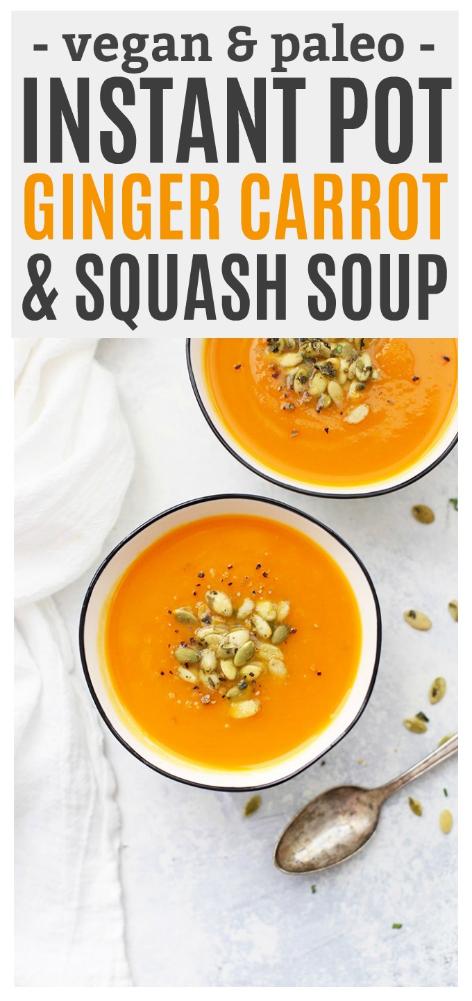 Instant Pot Ginger Carrot Soup - Soothing, comforting, and done in no time! Vegan, paleo, and Whole30 approved! (Slow cooker and stovetop instructions included) 