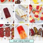 Collage of images of healthy homemade popsicles from one lovely life