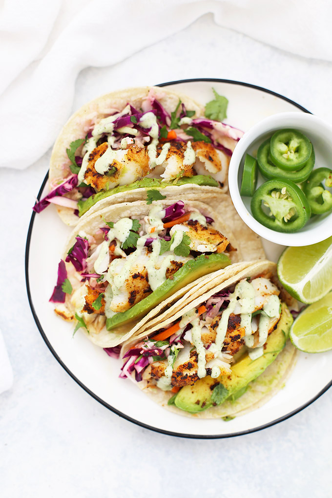 (The Best) Fish Tacos with Honey Lime Cilantro Slaw