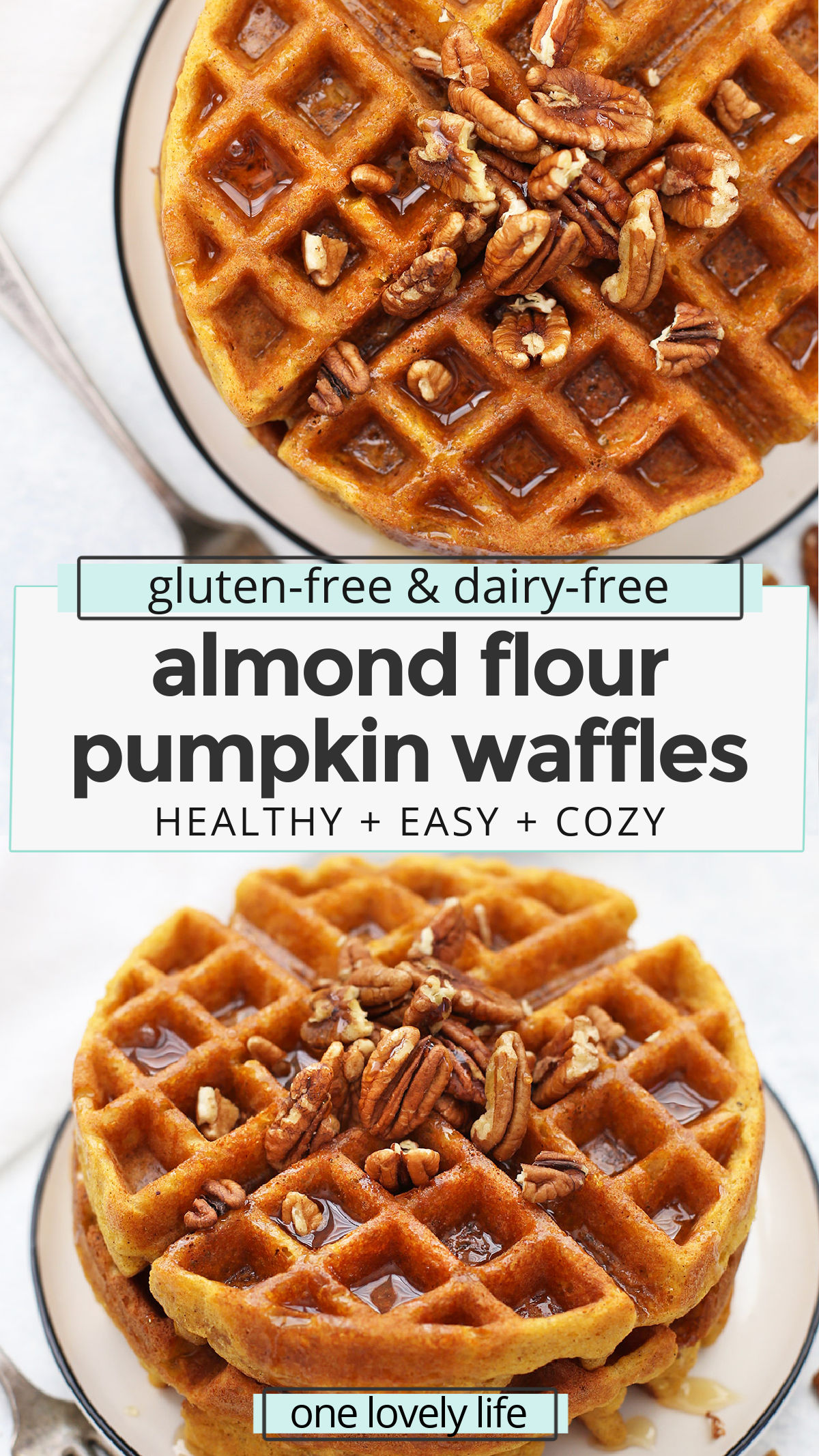 Almond Flour Pumpkin Waffles - These paleo pumpkin waffles are naturally gluten free, and completely delicious. Crispy on the outside and fluffy on the inside. // Paleo waffle recipe // almond flour waffle recipe // gluten free pumpkin waffle recipe // gluten free pumpkin waffles recipe // paleo pumpkin waffles recipe // almond flour waffles recipe // pumpkin waffles recipe // paleo breakfast // paleo pumpkin recipes // gluten free breakfast // healthy pumpkin waffles #almondflour #waffles