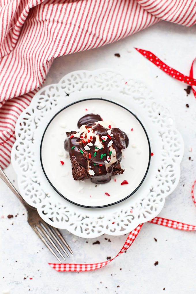 Gluten Free Peppermint Brownies (Paleo Friendly) - Crackly tops, fudgy centers & a kiss of peppermint make this brownie recipe amazing! // Paleo Peppermint Brownies // Almond Flour Peppermint Brownies // Gluten Free Peppermint Brownie Recipe // Gluten Free Holiday Brownies // Peppermint Brownies