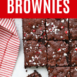 Hand taking a gluten free peppermint brownie with text that reads "Gluten Free & Paleo Friendly Peppermint Brownies"