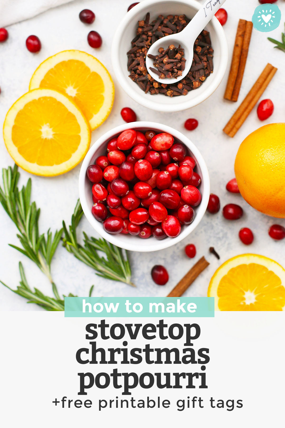 How to Make Stovetop Christmas Potpourri - This holiday potpourri recipe is like bottling up the Christmas smell! It's a great way to make your home smell like the holidays and makes a fantastic gift. Click for a how-to video and FREE PRINTABLE gift tags for gifting! // gift tags // free printable gift tags // free Christmas printable // christmas simmer pot / holiday simmer pot / how to make it smell like Christmas