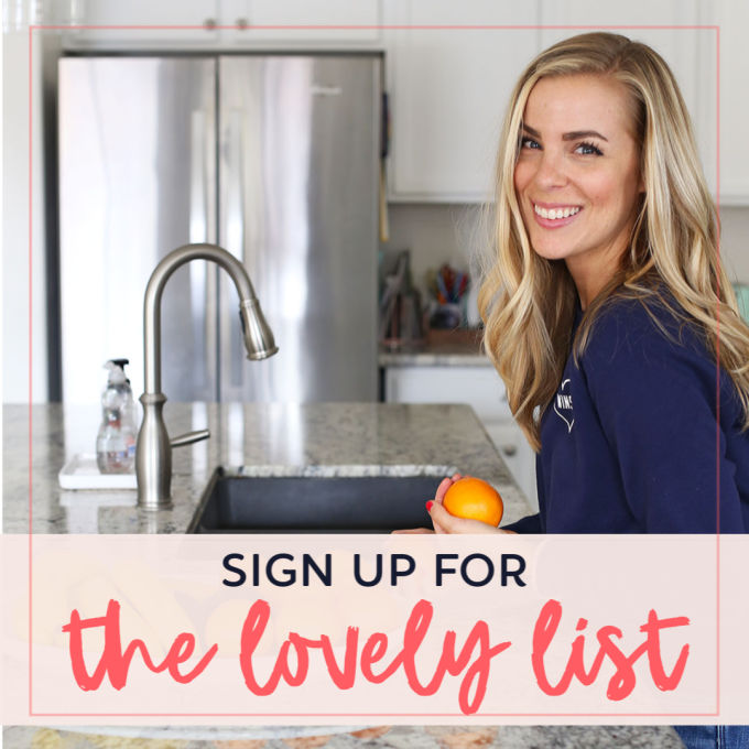 Emily from One Lovely List with text that reads "Sign up for the Lovely List"