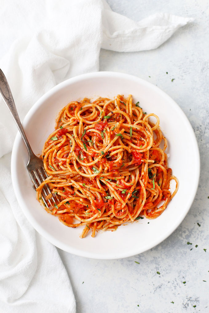 Pasta with Pomodoro Sauce from One Lovely Life