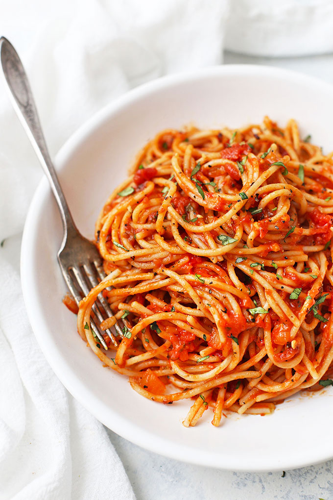 Spaghetti with Pomodoro Sauce from One Lovely Life