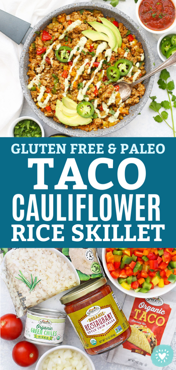 One Pan Taco Cauliflower Rice Skillet from One Lovely Life