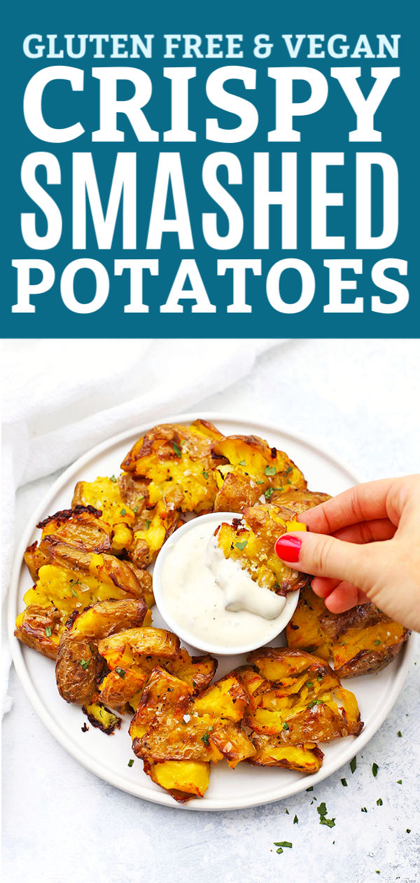 Crispy Smashed Potatoes with Ranch Dip from One Lovely Life