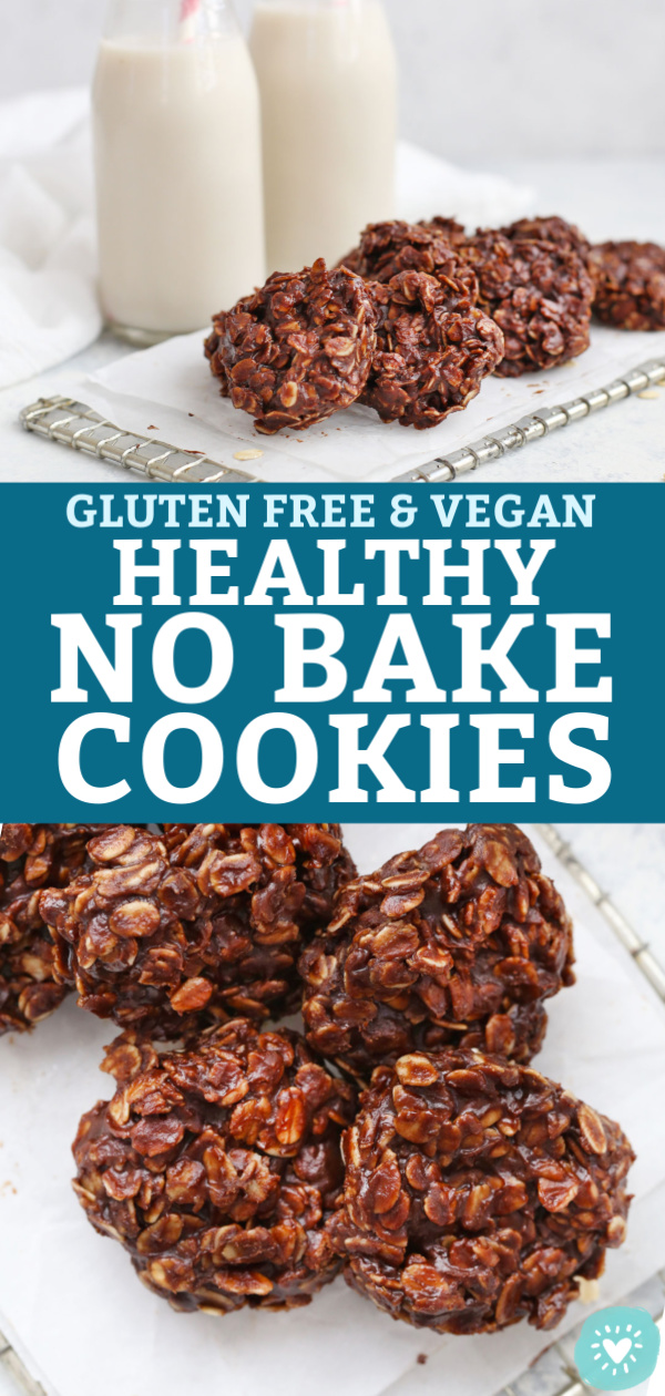 Collage of Gluten Free Vegan Healthy No Bake Cookies from One Lovely Life