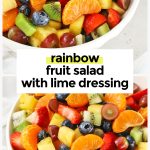 two bowls of rainbow fruit salad