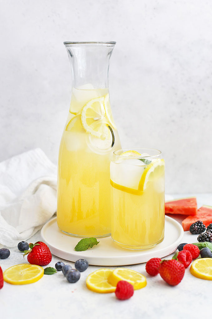 Homemade Healthy Lemonade Naturally Sweetened with Honey from One Lovely Life