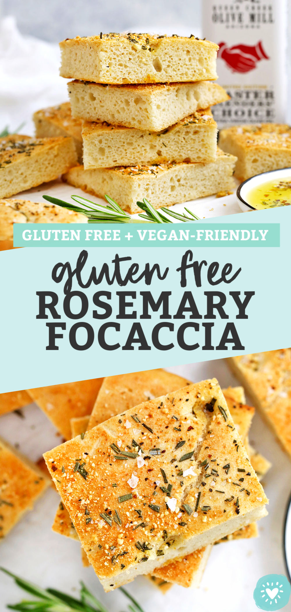 Gluten Free Focaccia - This rosemary focaccia is made entirely gluten free and vegan! It's easier than you think and has the perfect crispy crust and tender, light center. Yum! // gluten free focaccia recipe // rosemary focaccia #focaccia #glutenfree #glutenfreebread #glutenfreebaking