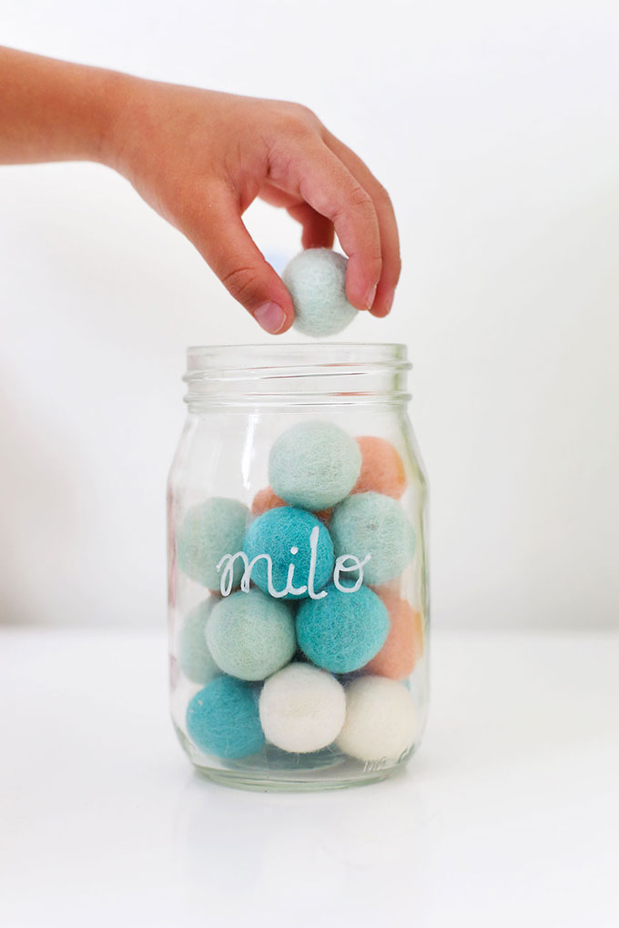 Tracking Summer Reading with Pom-Poms in a jar
