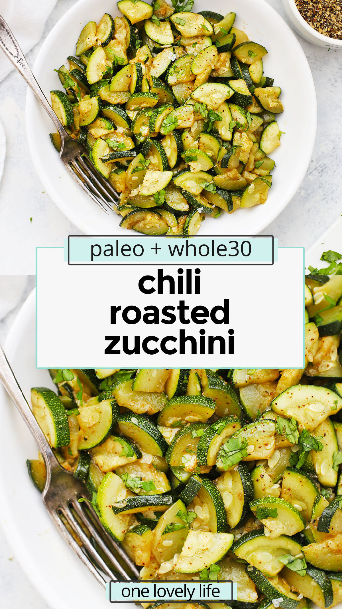 Chili Roasted Zucchini - This easy zucchini recipe is one of our favorites. Simple spices make these zucchini wedges the perfect easy side dish! (Paleo, Vegan, and Whole30 approved!) // Gluten free // roasted zucchini recipe // the best roasted zucchini recipe // paleo side dish // whole30 side dish // healthy vegetable recipe // vegan side dish // roasted veggies
