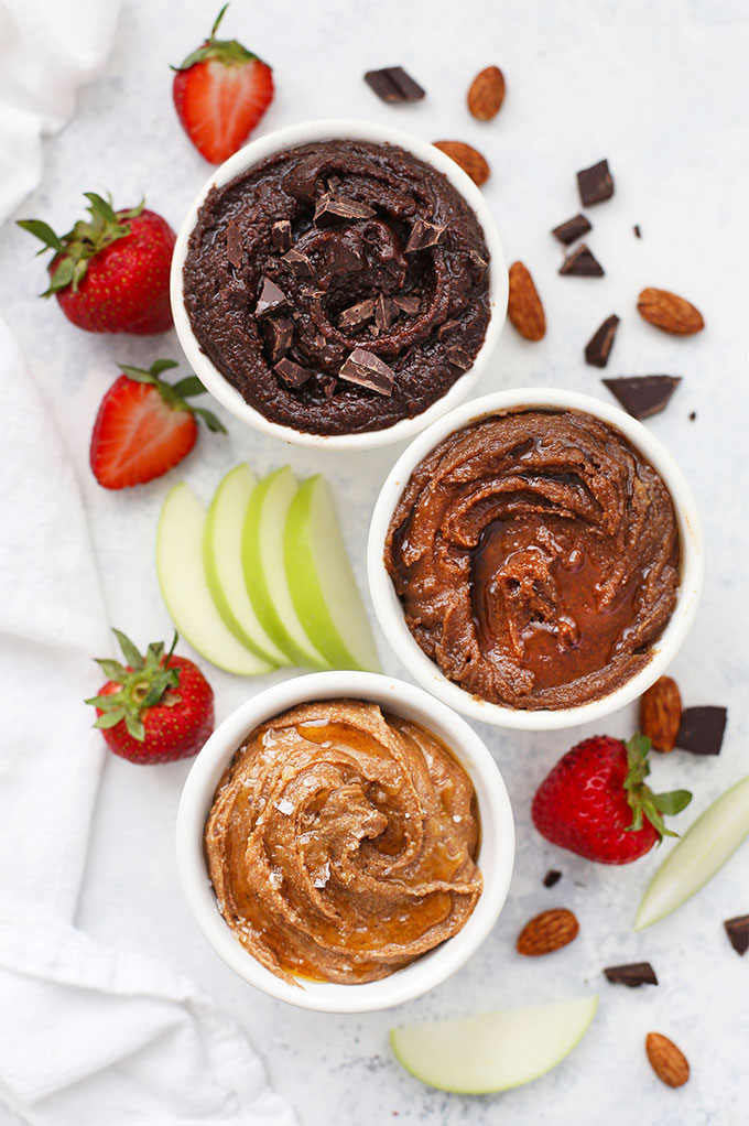 3 Kinds of Flavored Almond Butter: Honey Vanilla, Maple Cinnamon, and Cocoa.