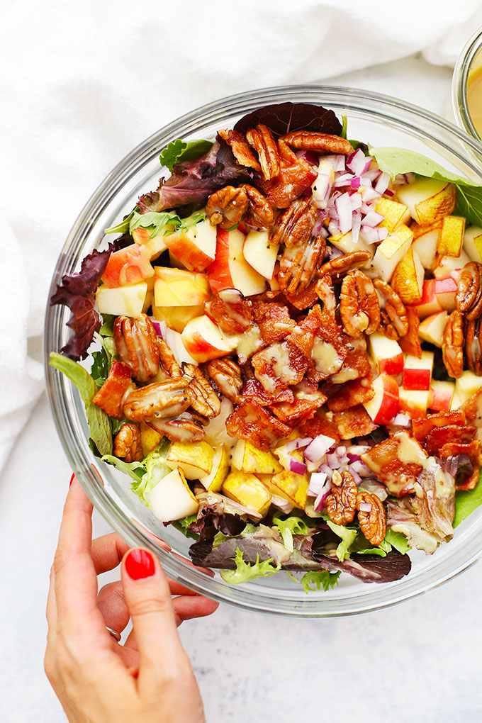 Fall Chopped Salad with Honey Mustard Dressing from One Lovely Life