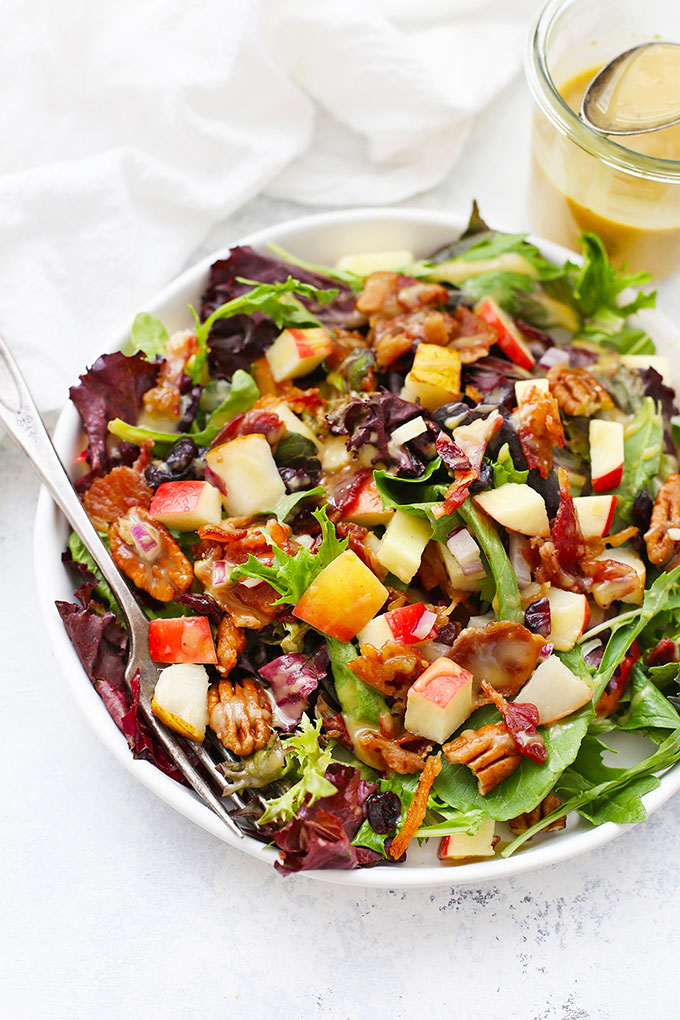 Fall Chopped Salad with Honey Mustard Dressing from One Lovely Life