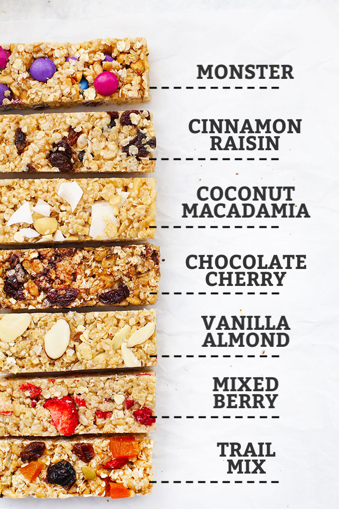 7 Flavors of Homemade Soft Granola Bars from One Lovely Life