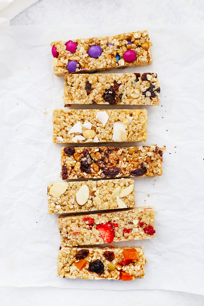 Different Flavors of Homemade Soft Granola Bars from One Lovely Life