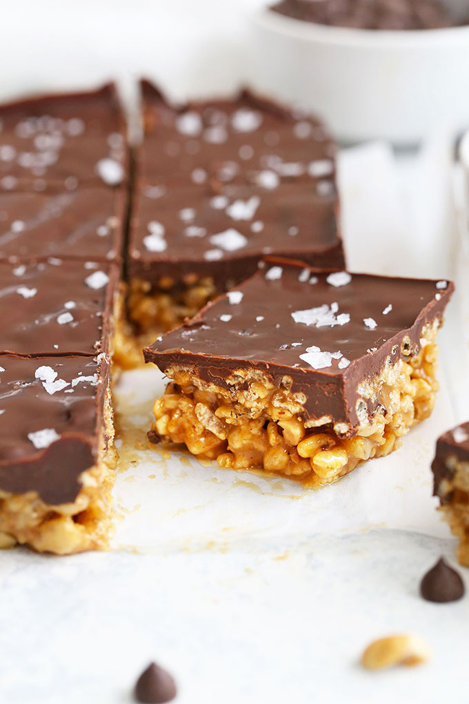 Healthy Scotcheroos No Bake Bars from One Lovely Life