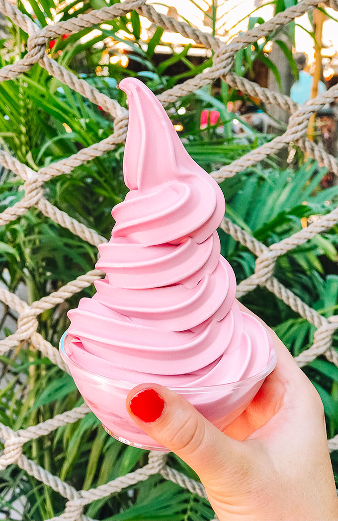 Raspberry Dole Whip at Tropical Hideaway in Disneyland