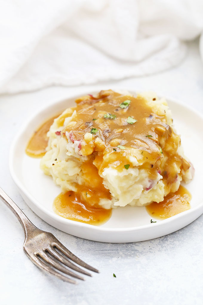 Easy Mushroom Gravy with Instant Pot Mashed Potatoes from One Lovely Life