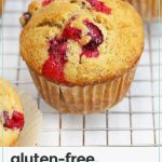 gluten-free cranberry muffins cooling on a wire rack