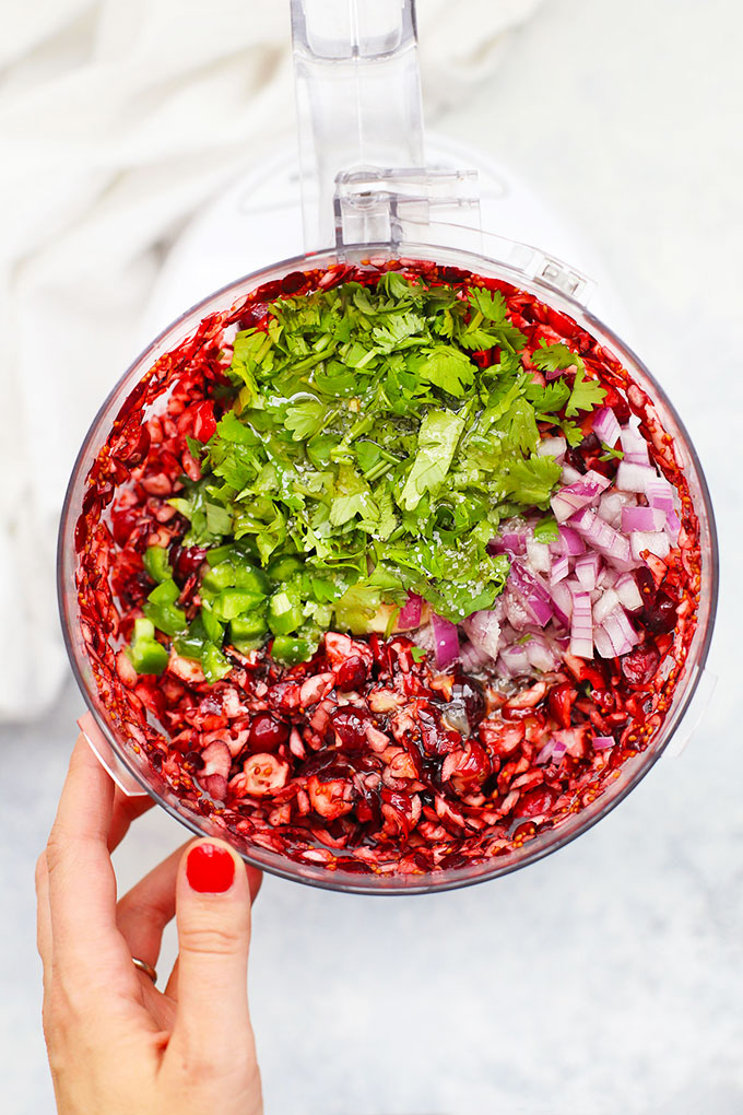 Fresh Cranberry Salsa Holiday Appetizer from One Lovely Life
