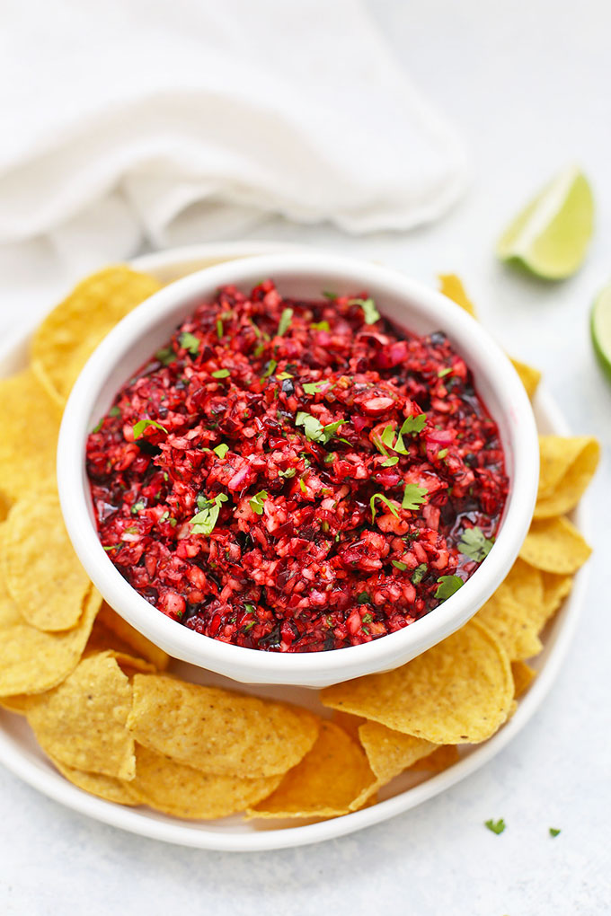 Fresh Cranberry Salsa Holiday Appetizer from One Lovely Life