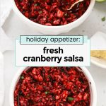 homemade cranberry salsa in a white bowl