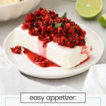 cranberry salsa served on cream cheese with crackers