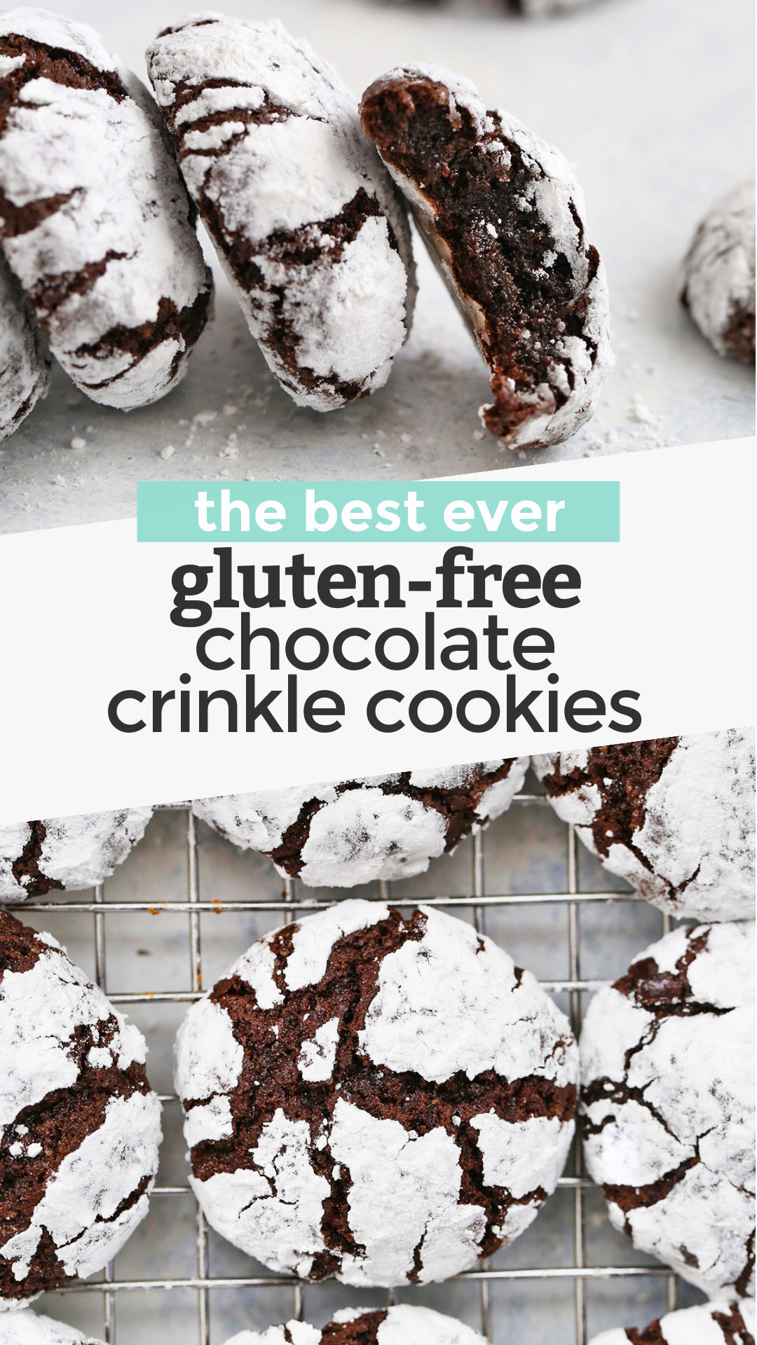 Gluten-Free Chocolate Crinkle Cookies - These gorgeous gluten-free crinkle cookies are ultra-fudgy and absolutely delicious! Perfect for the holidays or your next chocolate craving. (Gluten-Free & Dairy Free) // Crinkle Cookies Recipe // Chocolate Crinkle Cookies Recipe // Gluten Free Christmas Cookies //